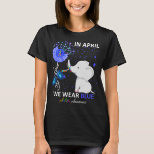 In april draag we blauwe olifant Autisme vriendeli T-shirt