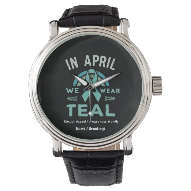 In april Draag we Blauwgroen – Seual Assault Aware Horloge (Voorkant)