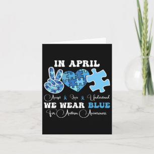 In april Draag we Blue Autism Awareness Groovy Man Kaart