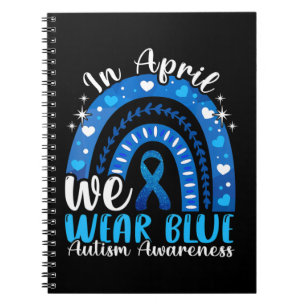 In april Draag we Blue Autism Awareness Leopard Ra Notitieboek