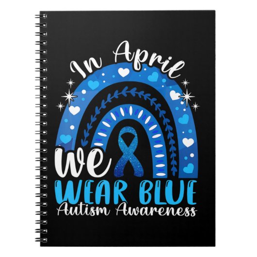 In april Draag we Blue Autism Awareness Leopard Ra Notitieboek (Voorkant)