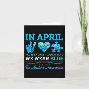 In april Draag we Blue Autism Awareness Mannen Wom Kaart