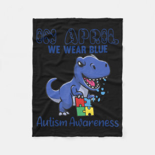 In april Draag we Blue Autism Awareness Month Dino Fleece Deken