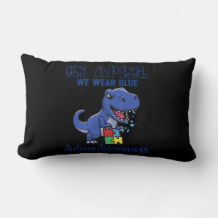 In april Draag we Blue Autism Awareness Month Dino Kussen