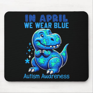 In april Draag we Blue Autism Awareness Month Dino Muismat