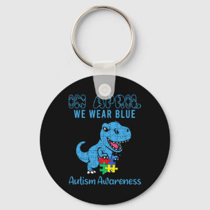 In april Draag we Blue Autism Awareness Month Dino Sleutelhanger