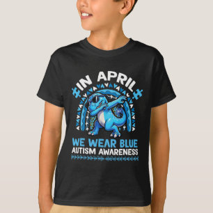 In april Draag we Blue Autism Awareness Month Dino T-shirt