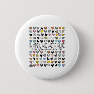 In april Draag we Blue Autism Awareness Neurodiver Ronde Button 5,7 Cm