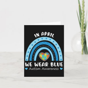 In april Draag we Blue Autism Awareness Rainbow Pu Kaart