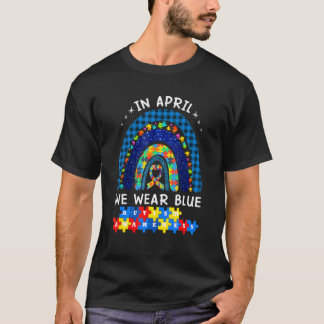 In april Draag we Blue Autism Awareness Rainbow Pu T-shirt