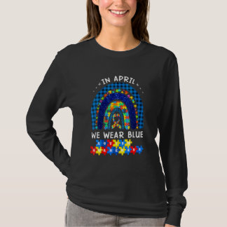 In april Draag we Blue Autism Awareness Rainbow Pu T-shirt