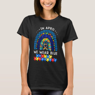 In april Draag we Blue Autism Awareness Rainbow Pu T-shirt