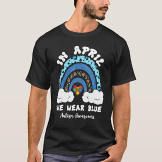 In april Draag we Blue Autism Awareness Rainbow Pu T-shirt