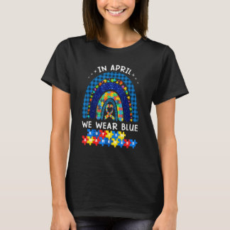 In april Draag we Blue Autism Awareness Rainbow Pu T-shirt