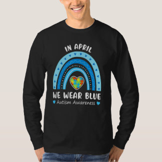 In april Draag we Blue Autism Awareness Rainbow Pu T-shirt
