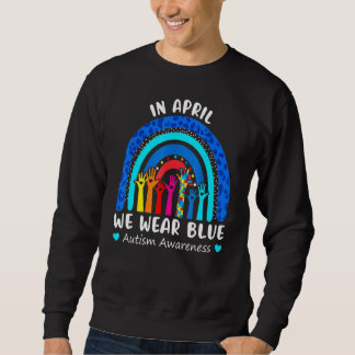 In april Draag we Blue Autism Awareness Rainbow Pu Trui