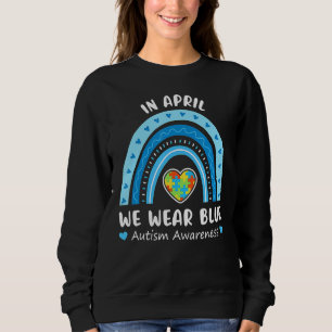 In april Draag we Blue Autism Awareness Rainbow Pu Trui