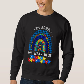 In april Draag we Blue Autism Awareness Rainbow Pu Trui