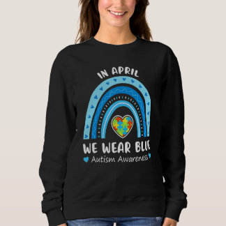 In april Draag we Blue Autism Awareness Rainbow Pu Trui