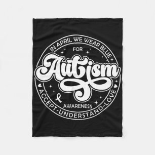 In april Draag we Blue Autism Month Accept Underst Fleece Deken