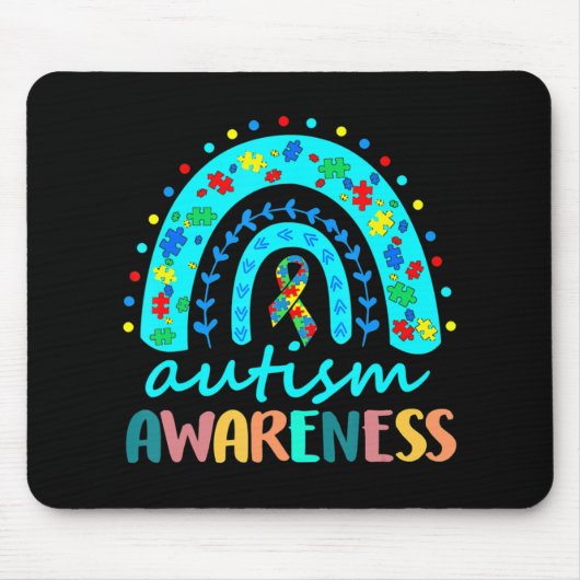 In april Draag we Blue Autism Rainbow Awareness Mo Muismat (Voorkant)