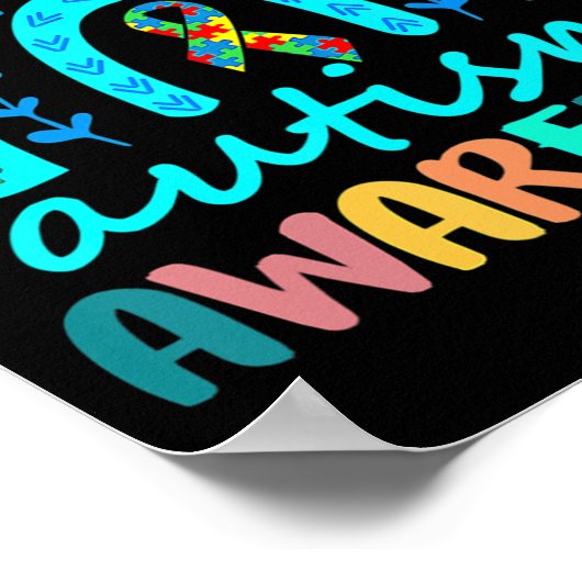 In april Draag we Blue Autism Rainbow Awareness Mo Poster (Hoek)