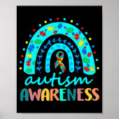 In april Draag we Blue Autism Rainbow Awareness Mo Poster (Voorkant)