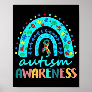 In april Draag we Blue Autism Rainbow Awareness Mo Poster