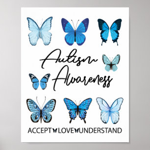 In april Draag we Blue Butterfly Autism Awarenes A Poster