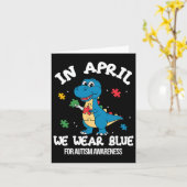 In april Draag we Blue Dinosaur Autism Awareness Kaart (Gele Bloem)