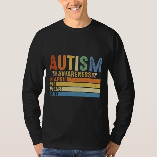 In april Draag we Blue for Autism Awareness Autism T-shirt (Voorkant)