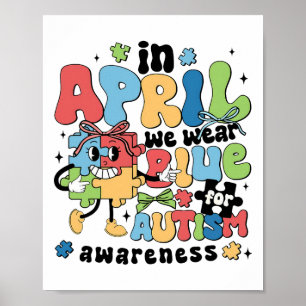 In april Draag we Blue for Autism Awareness Maand Poster