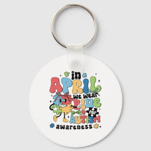 In april Draag we Blue for Autism Awareness Maand Sleutelhanger