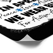 In april Draag we Blue for Autism Awareness Peace Poster (Hoek)