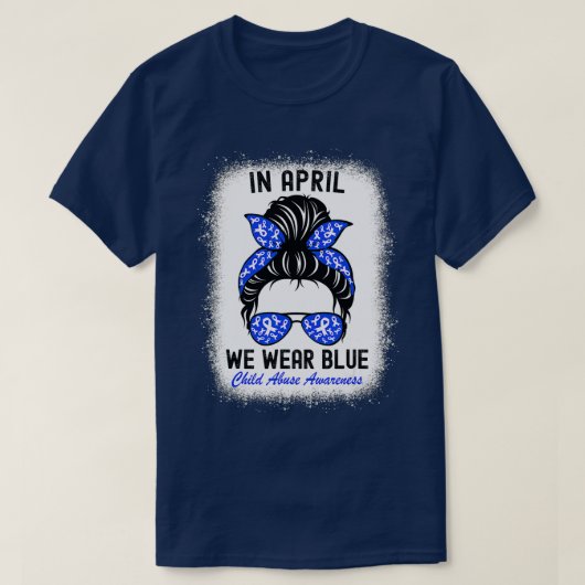 In april Draag we Blue for Child Abuse Awareness m T-shirt (Design voorkant)