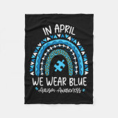 In april Draag we Blue Rainbow Autism Awareness Mo Fleece Deken (Voorkant)