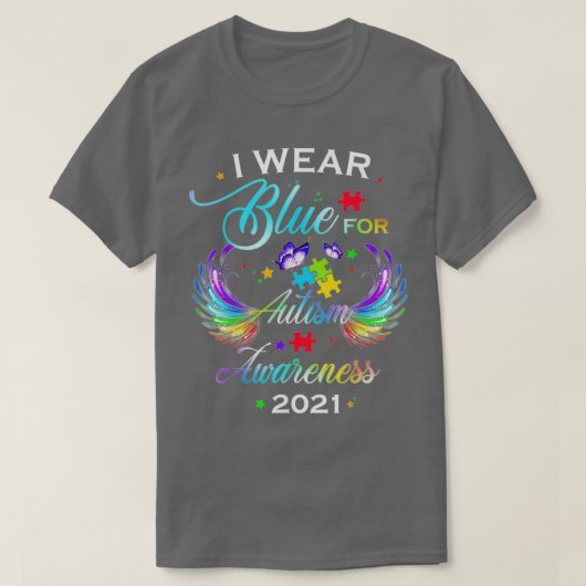 In april Draag we Blue Rainbow Puzzle Autism Aware T-shirt (Design voorkant)