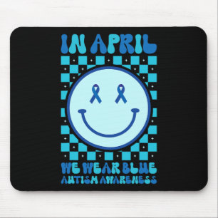 In april Draag we Blue Retro Groovy Autism Awarene Muismat