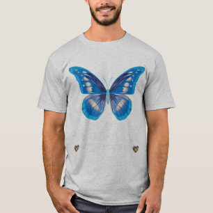 In april Draag we Blue shirt Butterfly Ribbon Auti