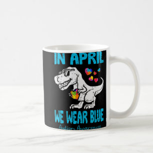 In april Draag we Blue T Rex Dinosaur Autism Aware Koffiemok