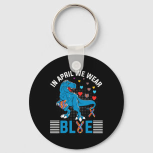 In april Draag we Blue voor Autism Awareness Dinos Sleutelhanger