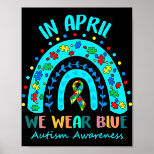 In april Draag we de blauwe autisme van waren Poster
