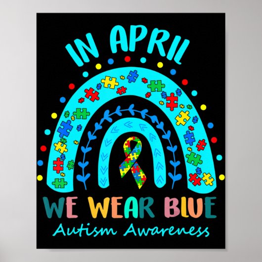 In april Draag we de blauwe autisme van waren Poster (Voorkant)