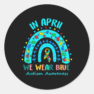 In april Draag we de blauwe autisme van waren Ronde Sticker