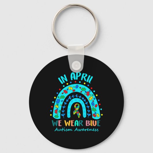 In april Draag we de blauwe autisme van waren Sleutelhanger (Voorkant)
