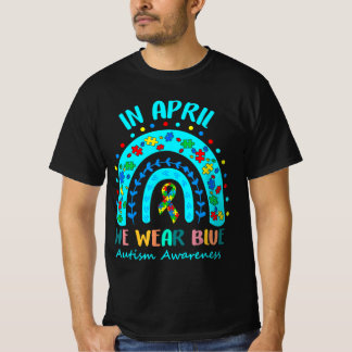 In april Draag we de blauwe autisme van waren T-shirt