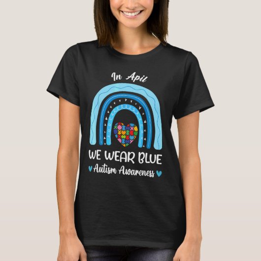 In april Draag we de blauwe autisme van waren T-shirt (Voorkant)