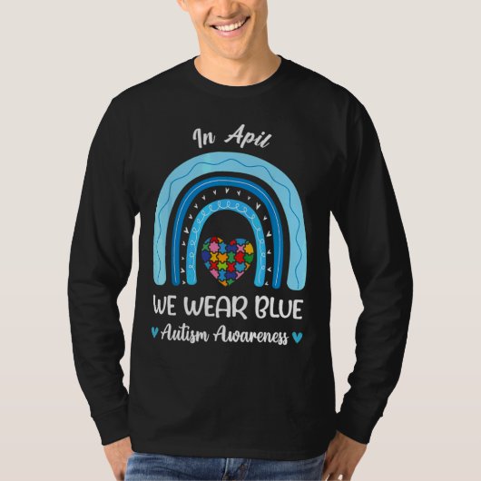 In april Draag we de blauwe autisme van waren T-shirt (Voorkant)