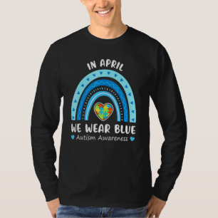 In april Draag we de blauwe autisme van waren T-shirt