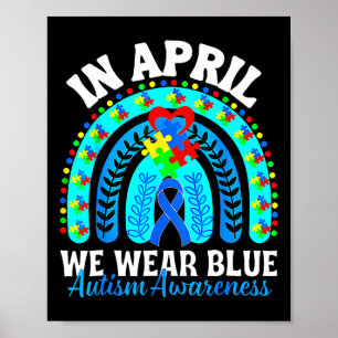 In april Draag we de blauwe maand van het bewustzi Poster